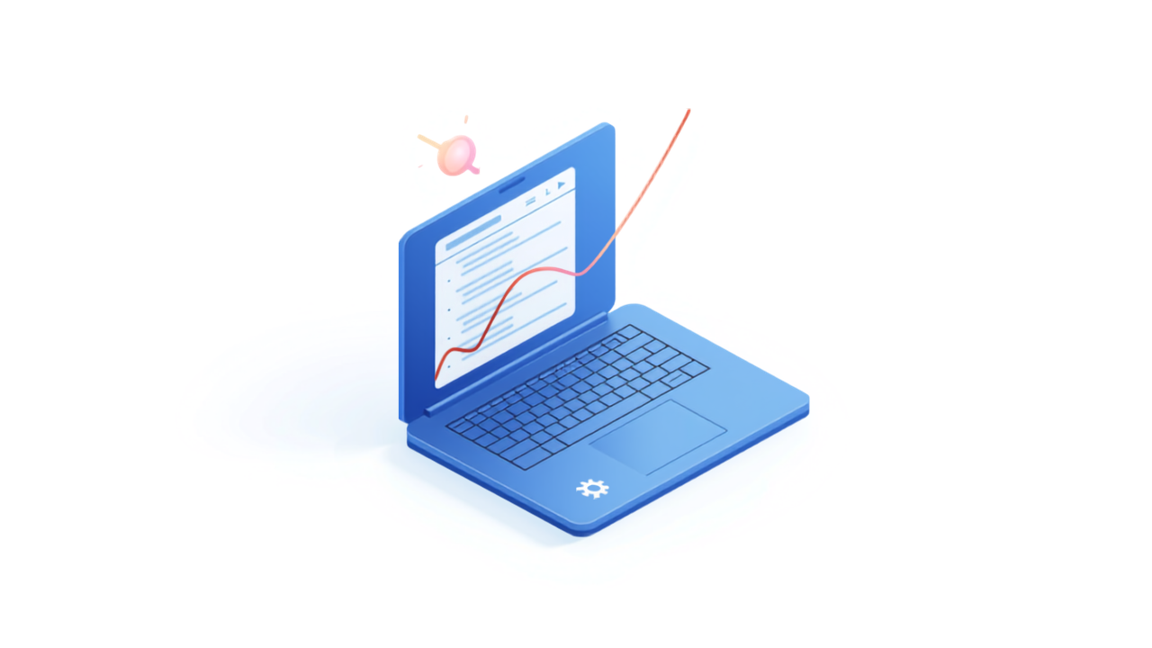 自分でできるSEOの最初のステップを表すアイソメトリックイラスト