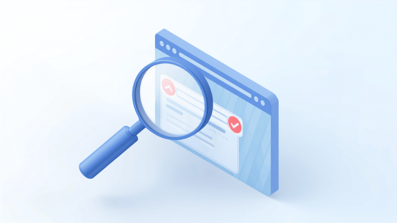 検索結果に自社サイトが表示されているか確認するイラスト
