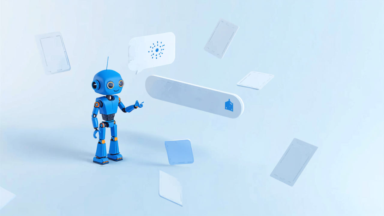 AI検索時代の競合分析｜ロボットと検索バーのイラスト