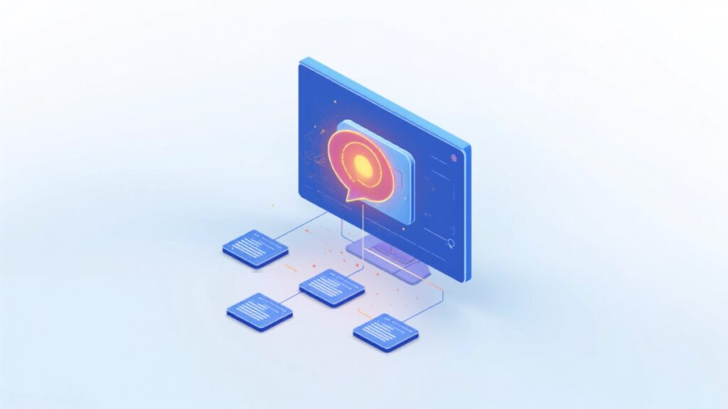 GoogleのAIモードが検索結果とウェブページをつなぐ様子を表したイラスト