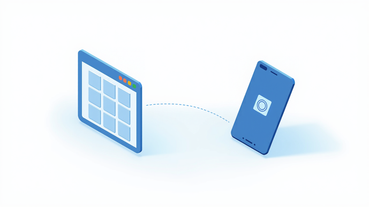 画像一覧とスマートフォンを比較する2つのウィンドウのイラスト