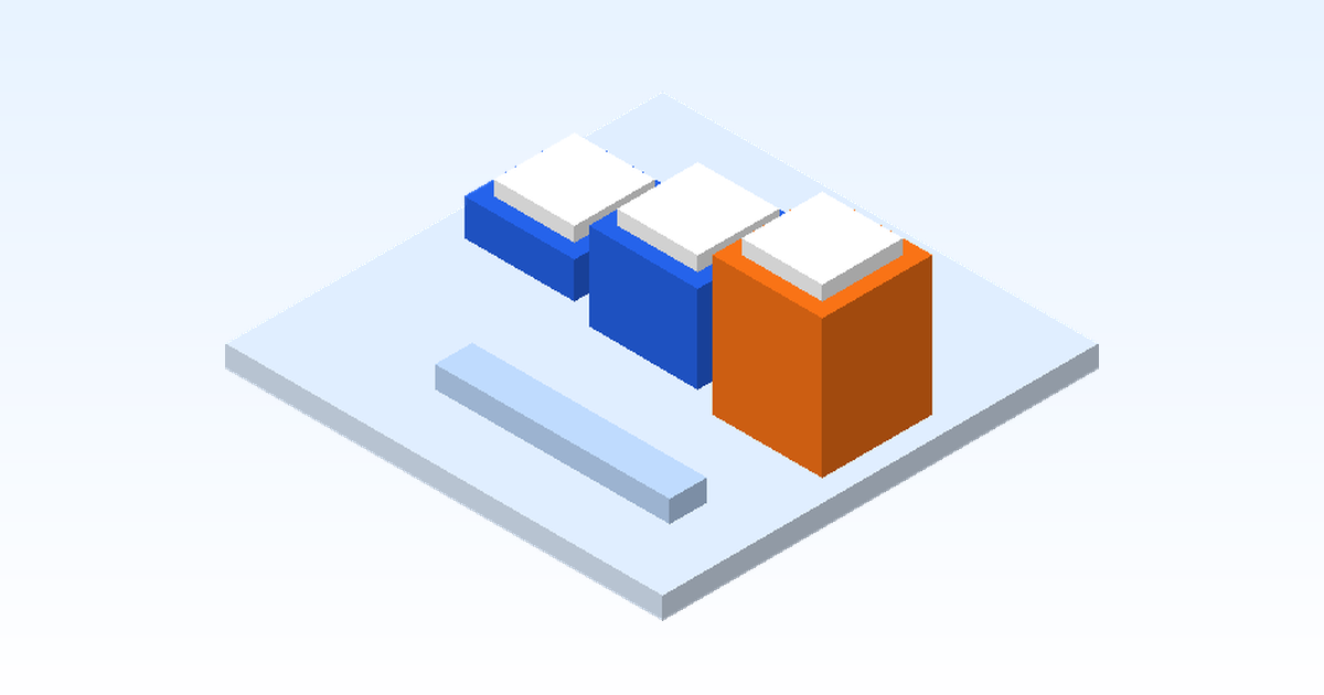 段階的に高くなる3つのブロックで切り分けの手順を表すアイソメトリックイラスト