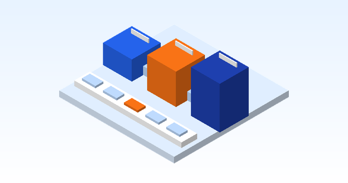 3つの数字のブロックをつないで全体を把握する様子のアイソメトリックイラスト