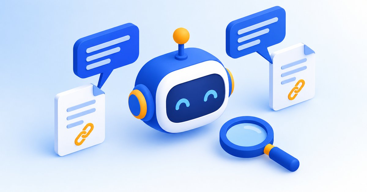 AIアシスタントが引用元のページを参照するイメージ