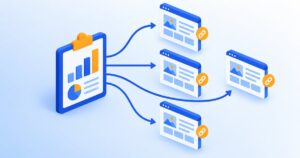独自調査の結果が複数のWebページから引用されてリンクになるイメージ